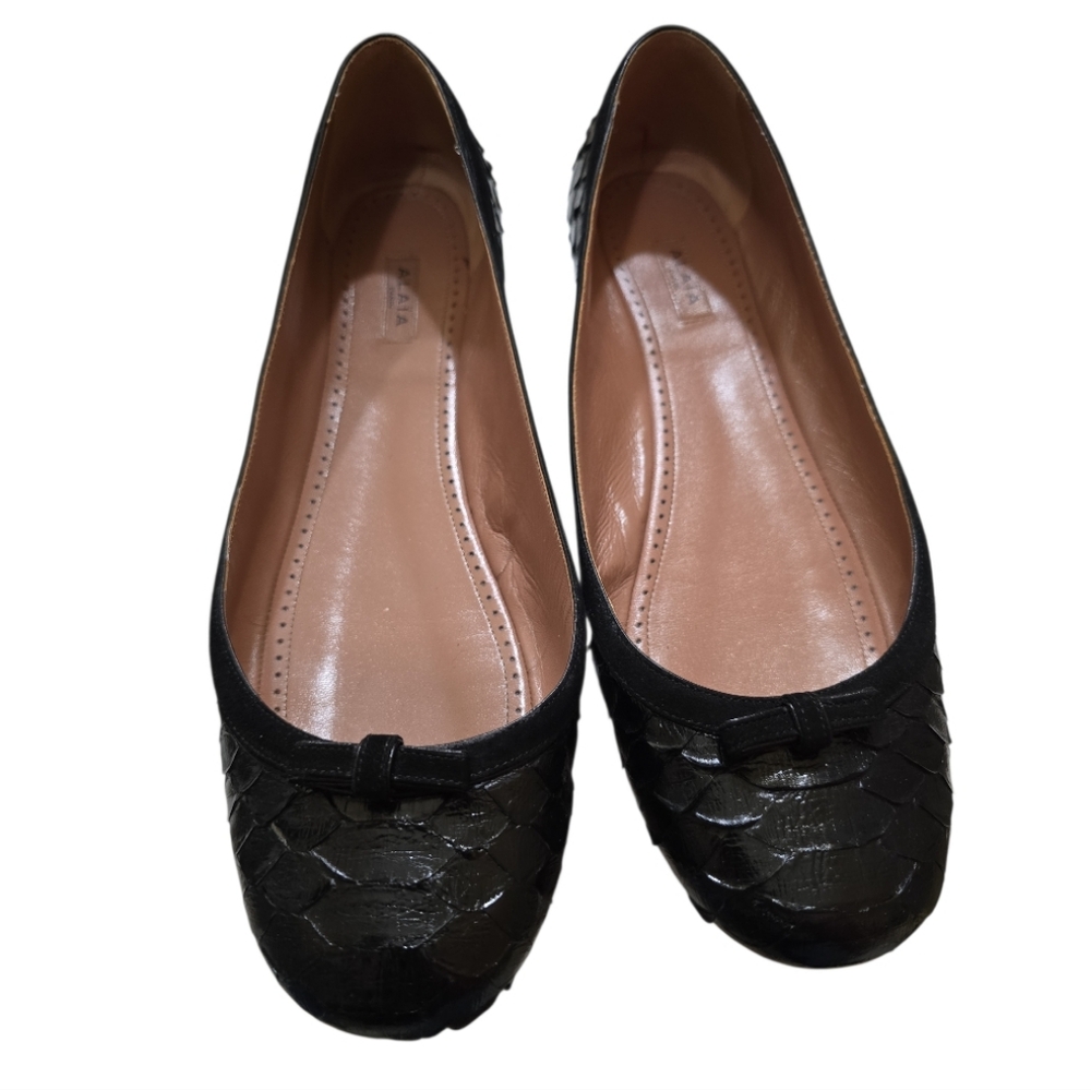 Alaia Paris Black Python Snake Leather Ballet Fla… - image 3